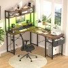 Aheaplus L Shaped Desk with Charging Staion and LED Light, Corner Desk with Hutch and Monitor Stand - 2 of 4