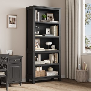 Garvee 71" Farmhouse Bookcase w/ Adjustable Shelves, 5 Tier Tall Bookshelf with Wooden Legs, Rustic Vintage Bookcase for Living Room Office - 1 of 4