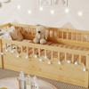 Zeus & Ruta Natural Wood Floor Bed Frame with High Rails, Built-In Light & Storage Shelf for Kids - 4 of 4