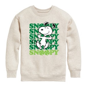 Boys' - Peanuts - Snoopy Clover Dance Graphic Long Sleeve Fleece Sweatshirt - 1 of 4