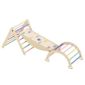 BABYYER Pikler Triangle Set, Baby Climbing Toy with Arch, Ramp and Climbing Triangle, Indoor Jungle Gyms for Toddlers 1-3 - 1 of 4