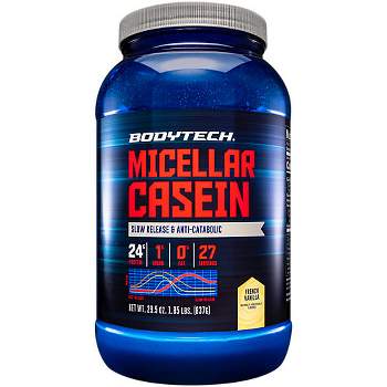 BodyTech Micellar Casein Protein Powder, Slow Release for Overnight Muscle Recovery - 24 Grams of Protein per Serving - French Vanilla (2 Pound)