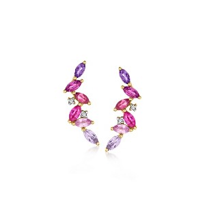 Ross-Simons 1.00 ct. t.w. Marquise Multi-Gemstone Earrings With Diamonds in 14kt Yellow Gold - 1 of 3