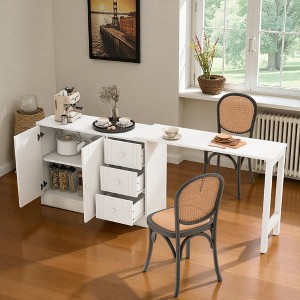 Mshliw Pull-Out Dining Table Sideboard with 3 Drawers, Adjustable Shelves, Painted Finish, Sofa Table, Space-Saving Console Cabinet (only table) - 1 of 4