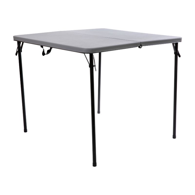 Emma and Oliver 2.83-Foot Square Bi-Fold Plastic Folding Table with Carrying Handle, 1 of 12