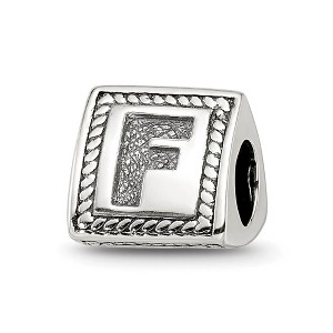 Black Bow Jewelry Triangle Block, Letter F Sterling Silver Bead Charm - 1 of 4