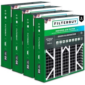 Filterbuy 20x25x6 Air Filter (4-Pack), Pleated MERV 8 Odor Eliminator HVAC AC Furnace Filters w/ Activated Carbon for Aprile Space-Gard & Lennox - 1 of 4
