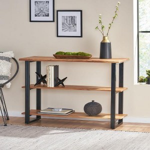 Industrial Bookshelf Set, ustic Brown Tall Bookcase with Open Wood & Metal Design - 1 of 2