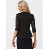 Allegra K Women's Floral Lace Keyhole Front Sheer 3/4 Sleeve Peplum Blouses - 3 of 4
