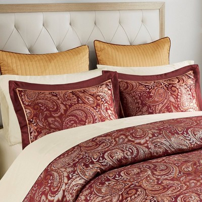 King Red Jacquard Cotton 12-Piece Comforter Set