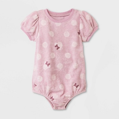 Baby Girls' Minnie Mouse Printed Short Sleeve Romper - Newborn