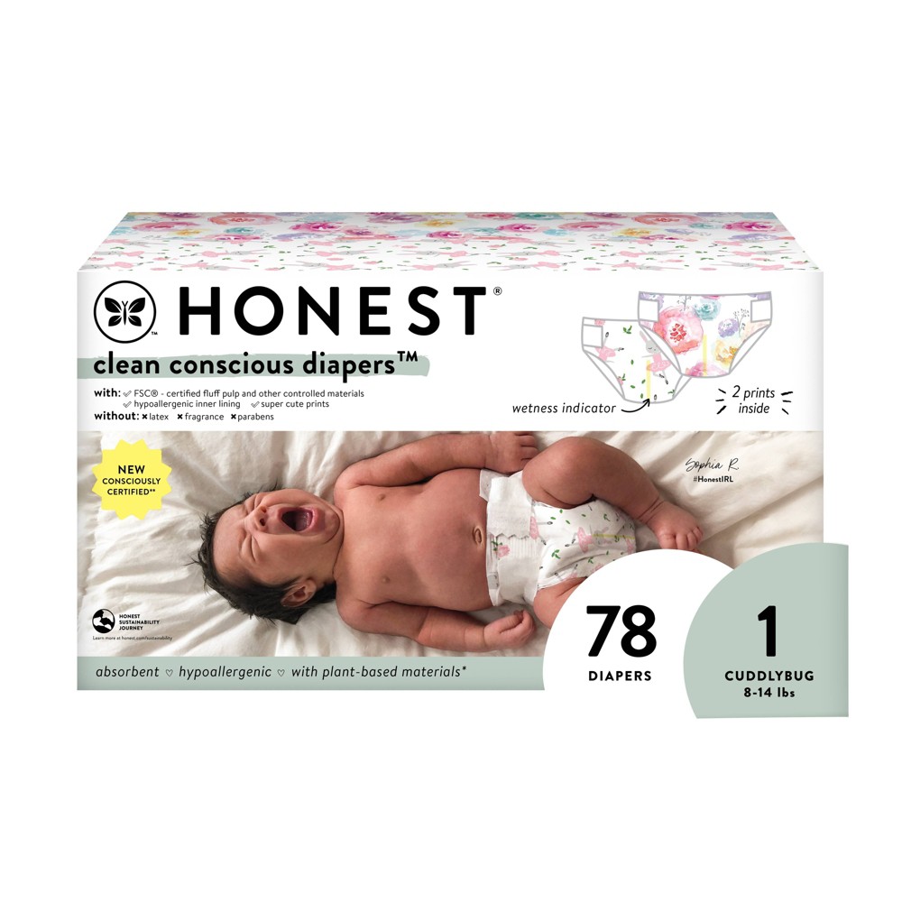 Photos - Nappies The Honest Company Clean Conscious Disposable Diapers Tutu Cute & Rose Blo