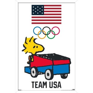 Trends International Team USA x Peanuts – Woodstock Drives the Zamboni Framed Wall Poster Prints - 1 of 4
