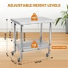 36"x24" Stainless Steel Prep Table, Stainless Steel Workbench, 662 lbs Load Capacity, 3-Stage Adjustable Shelf, with Hook, Arc Corner Edge - 4 of 4