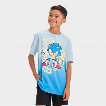 Boys' Sonic the Hedgehog Dip Dye Elevated Short Sleeve Graphic T-Shirt - Light Blue