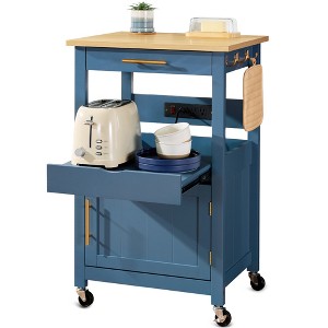 Best Choice Products Rolling Kitchen Island Cart, Single Door Cabinet w/ Drawer, Sliding Tray, Outlet - 1 of 4