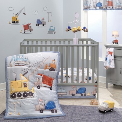 Colorful Watercolor Construction Vehicles Nursery Wall Decals