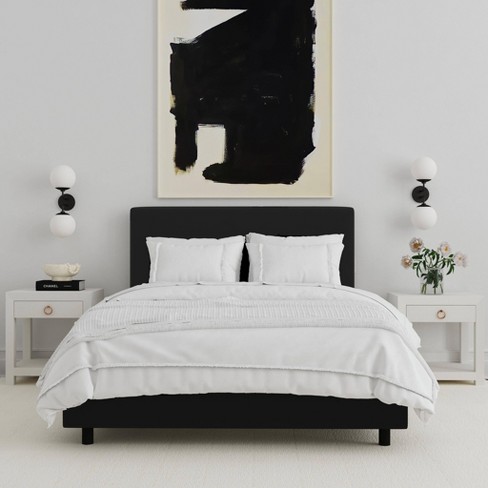 Black bed deals frame white furniture