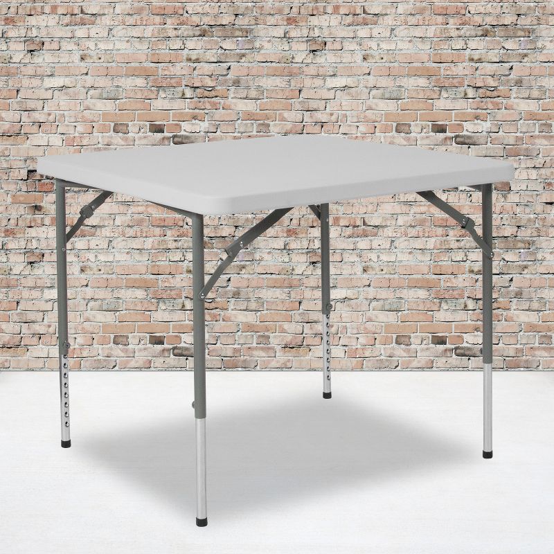Emma and Oliver 2.79-Foot Square Height Adjustable Granite White Plastic Folding Table, 3 of 12