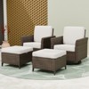 EAGLE PEAK Ocean Vista 4 piece Wicker Outdoor Patio Seating Set, Variated Wicker Conversation Swivel Chairs Set with Cushions - 2 of 4