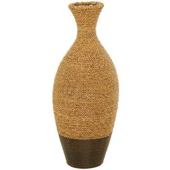 27'' x 11'' Tall Seagrass Woven Floor Vase Brown - Olivia & May