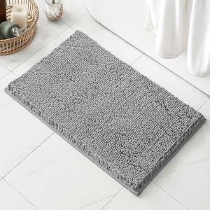 Home Mart Goods Dark Grey Soft Cozy Plush Chenille Bath Mat Bathroom Rug - 23"x15" - 1 of 3