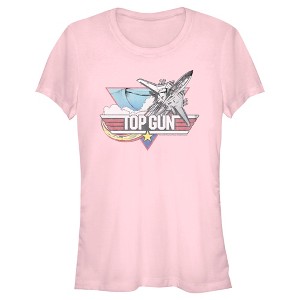 Juniors Womens Top Gun Distressed Fighter Jet Logo T-Shirt - 1 of 4