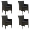 vidaXL Patio Outdoor Chairs - Set of 4 - Comfortable Cushioned Seating - Poly Rattan and Powder-Coated Steel Frame - Easy to Clean – Black - 2 of 4