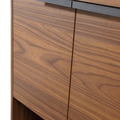 24" Walnut and White Vitreous China Single Bathroom Vanity