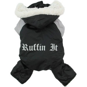 Dog Coat - "Ruffin' It" Snowsuit - Black & Grey - Large (L) - 1 of 3