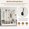 TIRAMISUBEST Wide Design Hall Tree with Storage Bench, Minimalist Shoe Cabinet with Cube Storage & Shelves, Multifunctional Coat Rack with 8 Hooks - 3 of 4
