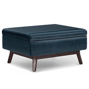 Owen - Coffee Table Storage Ottoman - Distressed Dark Blue - 1 of 1