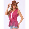 INSPIRE CHIC Women's 70s Western Open Front Faux Suede Fringe Vest - 2 of 4