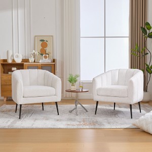 Aortzio Tufted Upholstered Barrel Chair With Metal Legs(Set Of 2) - 1 of 4