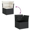 vidaXL 9 Piece Patio Sofa Set with Cushions Black Poly Rattan - Black and Cream - 4 of 4