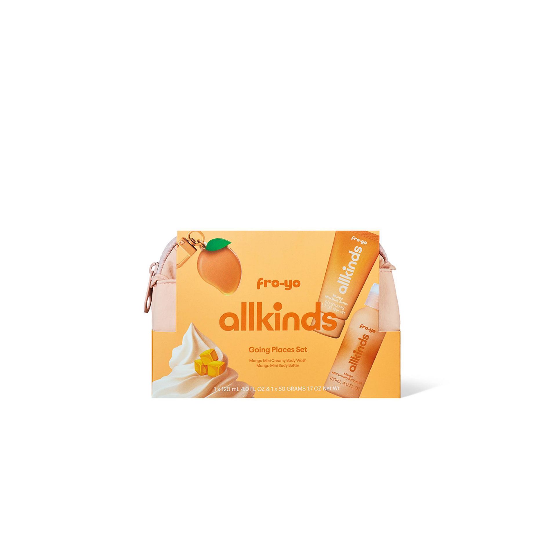 Allkinds Bodycare Gift Set with Body Wash, Body Butter and Gift Bag - Fro-Yo Mango - 5pc - Beauty Studio