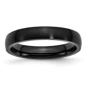 Black Bow Jewelry 4mm Black Plated Stainless Steel Brushed Domed Band - 1 of 4