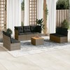 vidaXL 8 Piece Patio Sofa Set with Cushions Gray Poly Rattan - 5x Middle + Table + 2x Corner - 2 of 4