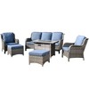 Ovios Orlando 6pc Gray Wicker Outdoor Patio Furniture Conversation Sofa Set with a Rectangle Fire Pit and Cushions - 2 of 4