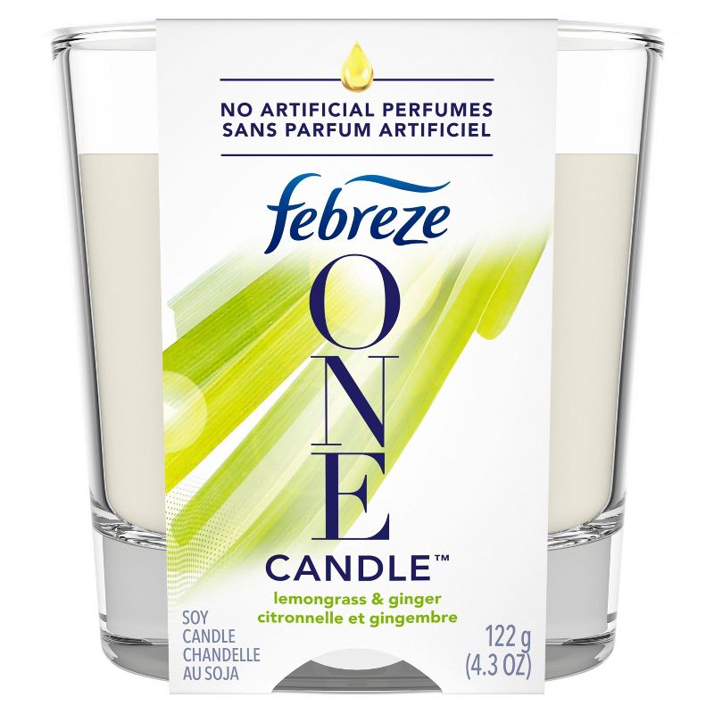Febreze One Double - Wick Soy Candle Air Freshener - Lemongrass &#38; Ginger - 1ct, 1 of 4