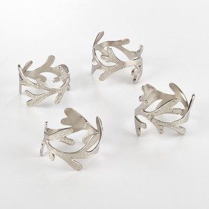 Saro Lifestyle Table Napkin Rings With Vine Leaf Design (Set of 4) - 1 of 4