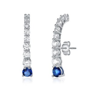 Guili Sterling Silver Curved Journey Earrings with Gemstones & Cubic Zirconia – A Sophisticated and Timeless Jewelry Piece for Effortless Elegance - 1 of 2