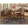 Counter Height Table Set - 5 Piece Pub Table & Stools - Round Kitchen Dining Set - Buttermilk & Cherry Finish - 2 of 4