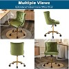 VINGLI Olive Green Velvet Armless Office Desk Chair with Gold Base/Wheels, Small Cute Vanity Chair with Back,Adjustable Rolling Nail Chair - 3 of 4
