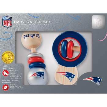 Baby Fanatic Wood Rattle 2 Pack - NFL New England Patriots Baby Toy Set