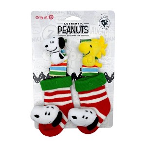 Peanuts Snoopy and Woodstock Holiday Wrist and Foot Rattle Set - 4pc - 1 of 3