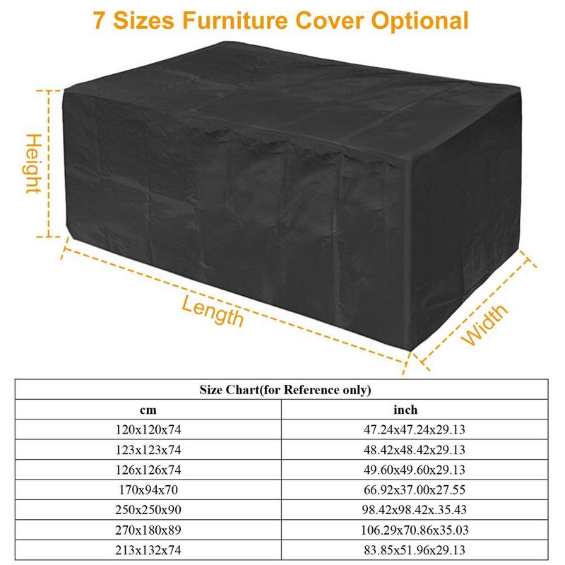 Outdoor Rectangular Furniture Cover Waterproof Weatherproof Adjustable Garden Patio Table Chair Cover, 5 of 7