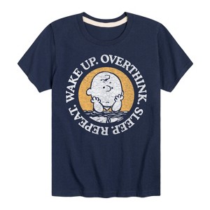 Boys' - Peanuts - Wake Up Overthink Sleep Repeat Short Sleeve Graphic T-Shirt - 1 of 4