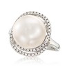 Ross-Simons Italian 12mm Cultured Pearl and .78 ct. t.w. CZ Ring in Sterling Silver - 4 of 4