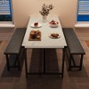Dining Table Set for 4, Kitchen Table with 2 Upholstered Benches, Wood Kitchen Dining Room Set, for Small Space, Apartment, Home, Dinner - 3 of 4